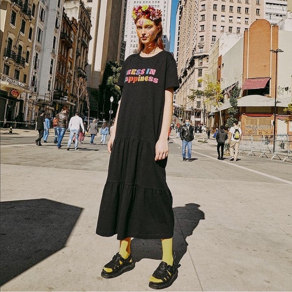 FARM Rio Dress In Happiness T-Shirt Dress in Black size small - Picture 8 of 11